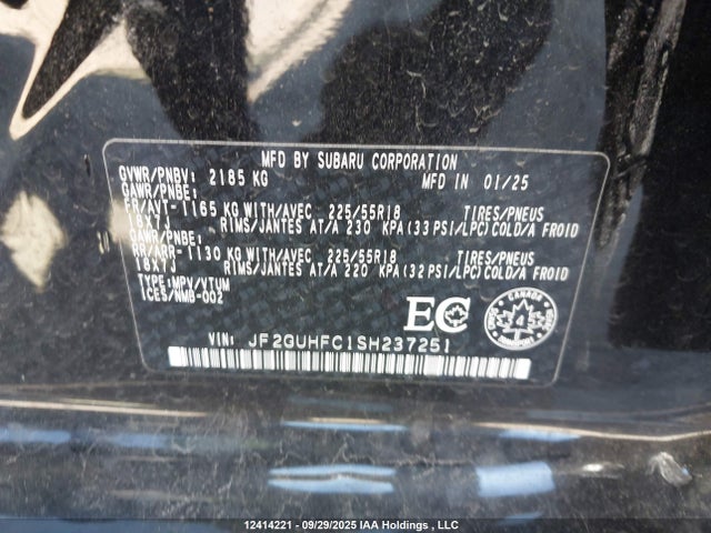 JF2GUHFC1SH237251 Subaru na