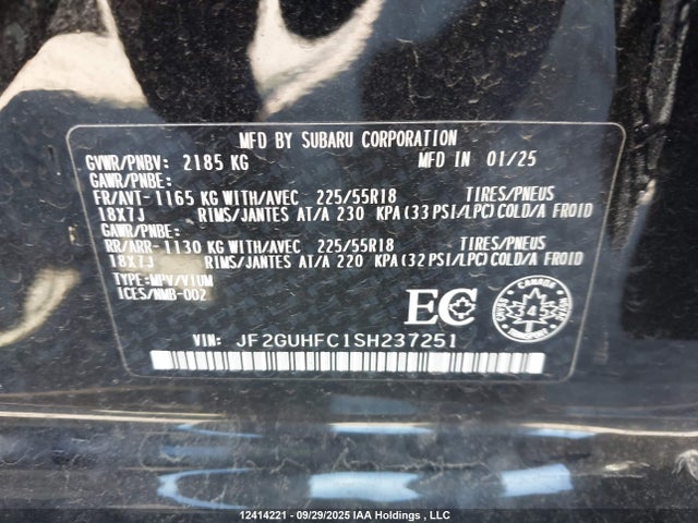 JF2GUHFC1SH237251 Subaru na