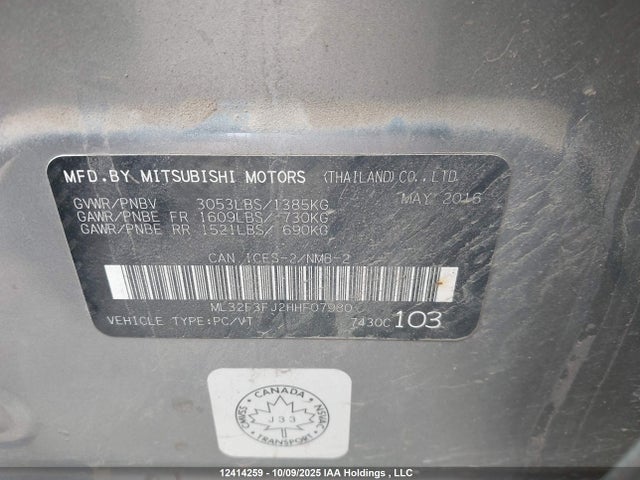 Mitsubishi MIRAGE G4 2017 ML32F3FJ2HHF07980 Image 9