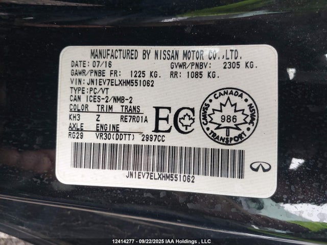 JN1EV7ELXHM551062 Infiniti 2017