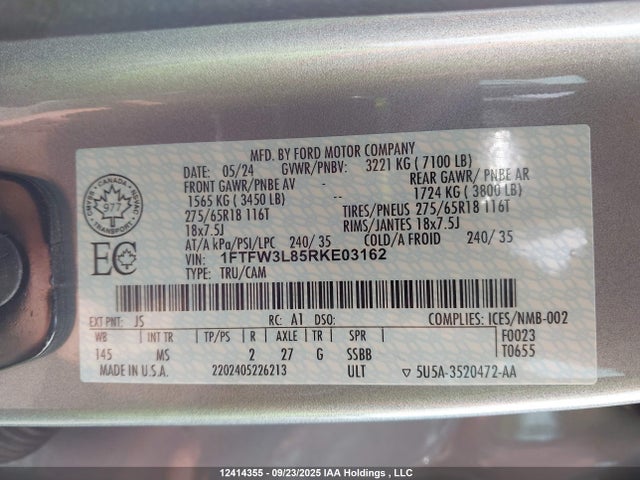 1FTFW3L85RKE03162 Ford gtdi