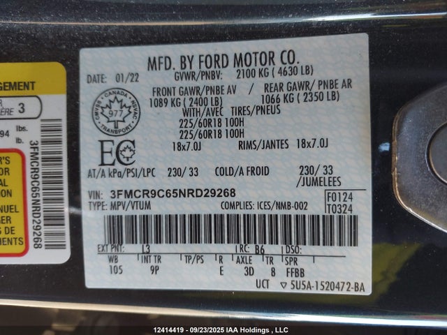 3FMCR9C65NRD29268 Ford dragon