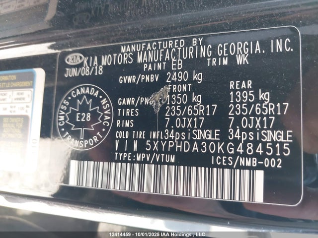 KIA gdi theta-ii 2019 5XYPHDA30KG484515 Image 9