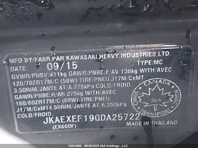Kawasaki 2016 2016 JKAEXEF19GDA25722 Image 10