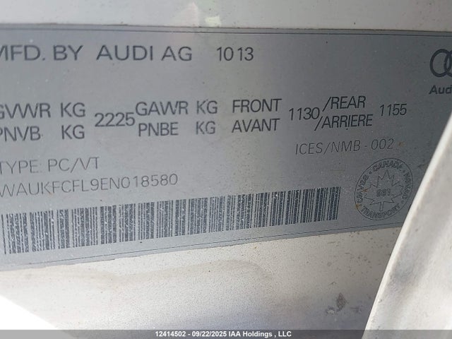 Audi flex fuel engine 2014 WAUKFCFL9EN018580 Image 9
