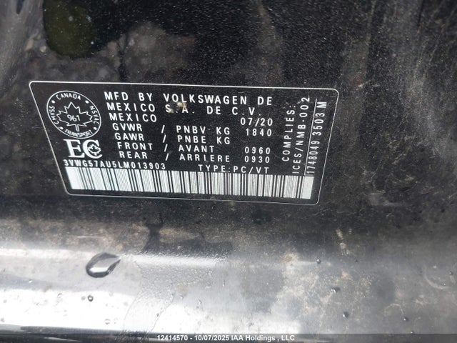 3VWG57AU5LM013903 Volkswagen 2020