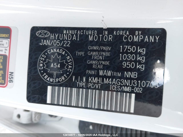 Hyundai mpi nu pe 2022 KMHLM4AG3NU310708 Image 18