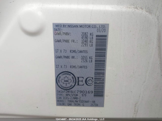 Nissan Rogue 2020 5N1AT2MT6LC790169 Image 9