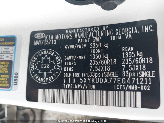 5XYKUDA77EG471211 KIA gasoline 3.3 v6 gdi lambda ii