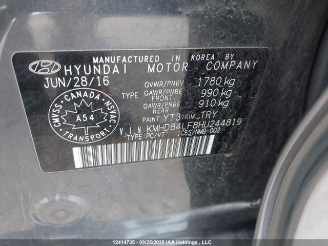 KMHD84LF8HU244819 Hyundai Elantra