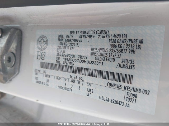 1FMCU0GD0HUD22311 Ford gtdi sigma w/premium fuel
