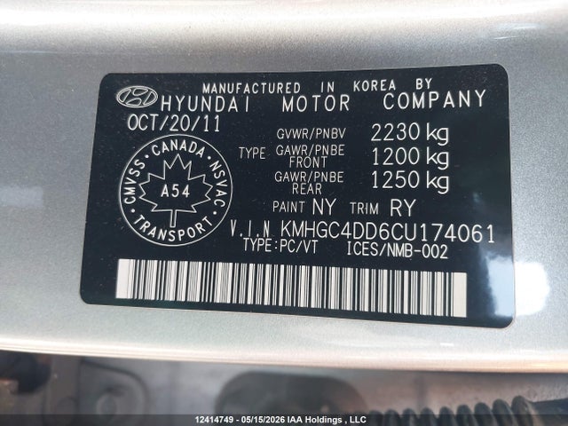 Продаж на аукціоні авто 2012 Hyundai Genesis 3.8 Premium, vin: KMHGC4DD6CU174061, номер лоту: 12414749