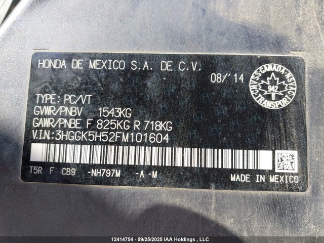 3HGGK5H52FM101604 Honda l15b1
