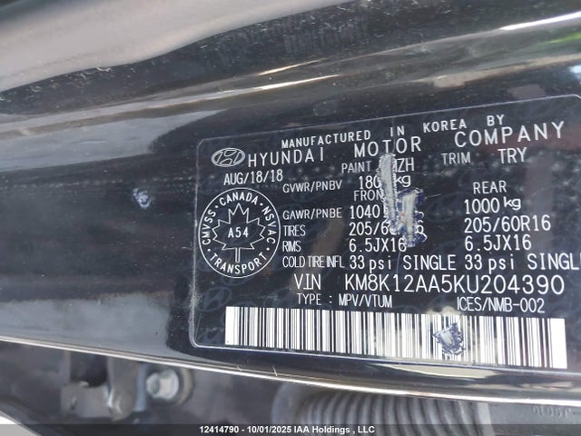 KM8K12AA5KU204390 Hyundai mpi nu