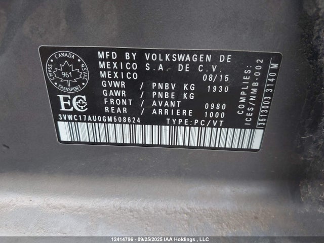3VWC17AU0GM508624 Volkswagen 1.8 tsi