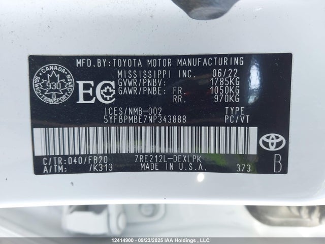 Toyota 2zr-fae 2022 5YFBPMBE7NP343888 Image 9