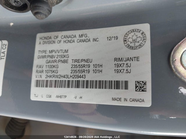 2HKRW2H43LH209443 Honda l15be
