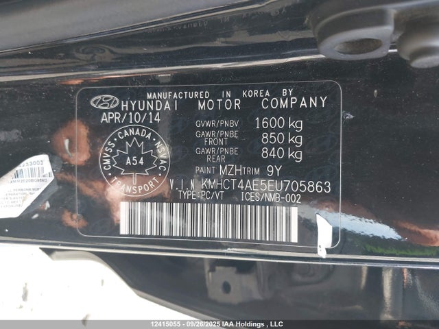 Hyundai dohc gdi gamma 2014 KMHCT4AE5EU705863 Image 9