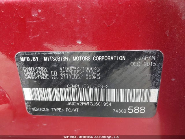 JA32V2FW1GU601954 Mitsubishi Lancer Es/gts/se Ltd