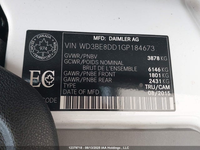 Mercedes-Benz Sprinter 2016 WD3BE8DD1GP184673 Image 9
