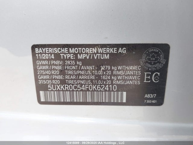 5UXKR0C54F0K62410 BMW X5