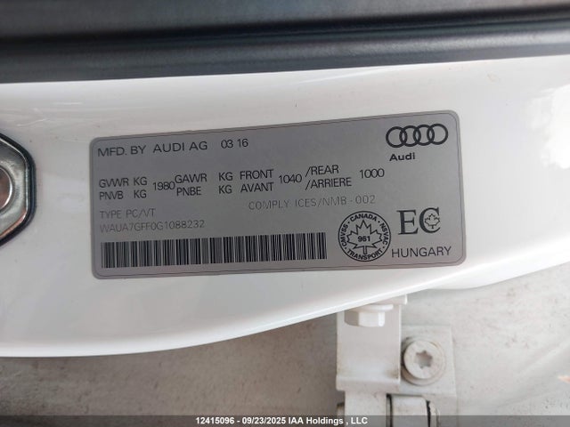 Audi A3 2016 WAUA7GFF0G1088232 Image 9