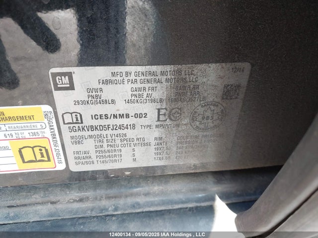 Buick llt 2015 5GAKVBKD5FJ245418 Image 9