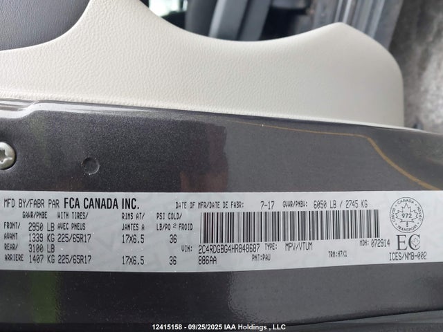 2C4RDGBG4HR848687 Dodge Grand Caravan Se