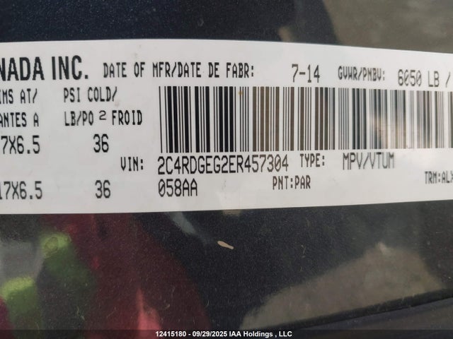 Dodge Grand Caravan R/t 2014 2C4RDGEG2ER457304 Image 9