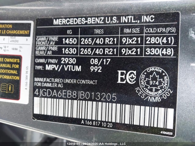 4JGDA6EB8JB013205 Mercedes-Benz m276