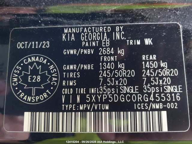 5XYP5DGC0RG455316 KIA Telluride