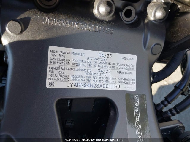 Yamaha MT09 2025 JYARN94N2SA001159 Image 10
