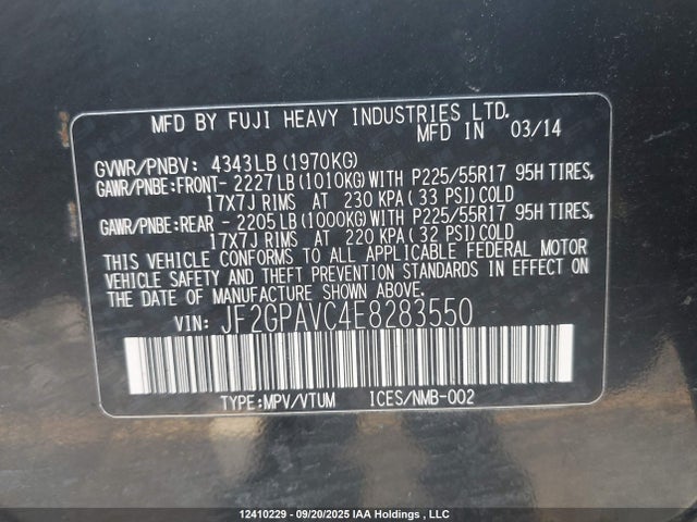 JF2GPAVC4E8283550 Subaru 2.0l na