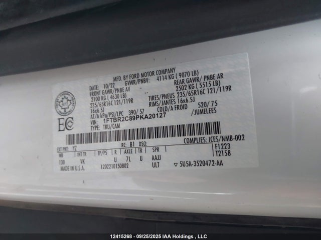 Ford 3.5l v6 cyclone 2023 1FTBR2C89PKA20127 Image 18
