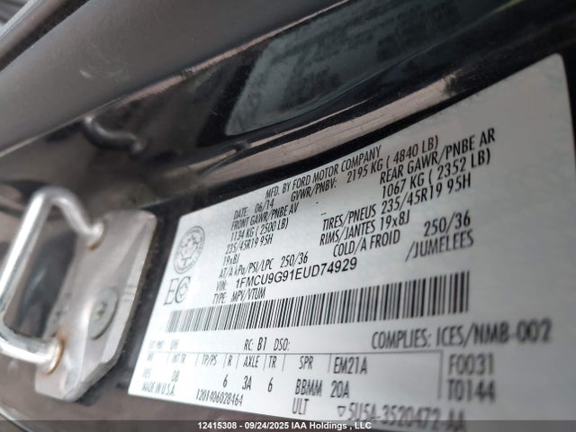Ford 2014 2014 1FMCU9G91EUD74929 Image 9