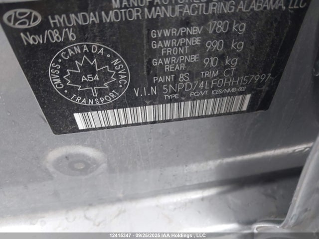 Hyundai 2017 2017 5NPD74LF0HH157997 Image 9