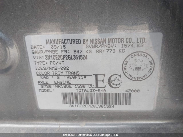 Nissan 2016 2016 3N1CE2CP2GL361524 Image 9