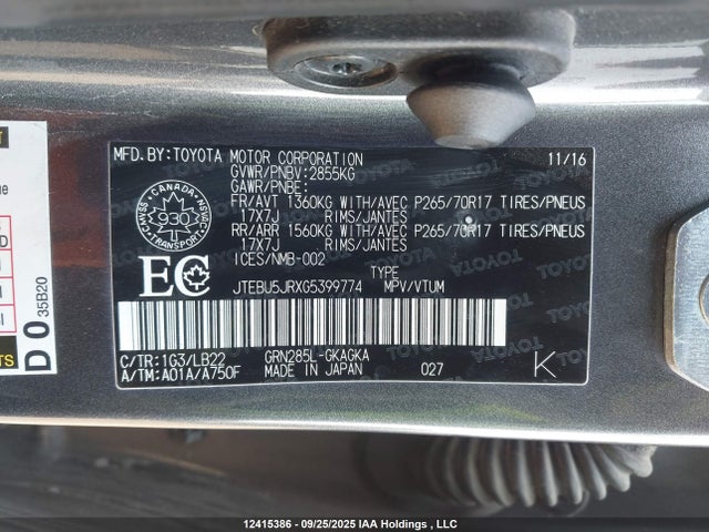 JTEBU5JRXG5399774 Toyota 1gr-fe
