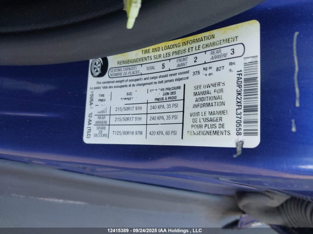 12415389 :رقم المزاد ، 1FADP3K2XFL370558 vin ، 2015 Ford Focus Se مزاد بيع