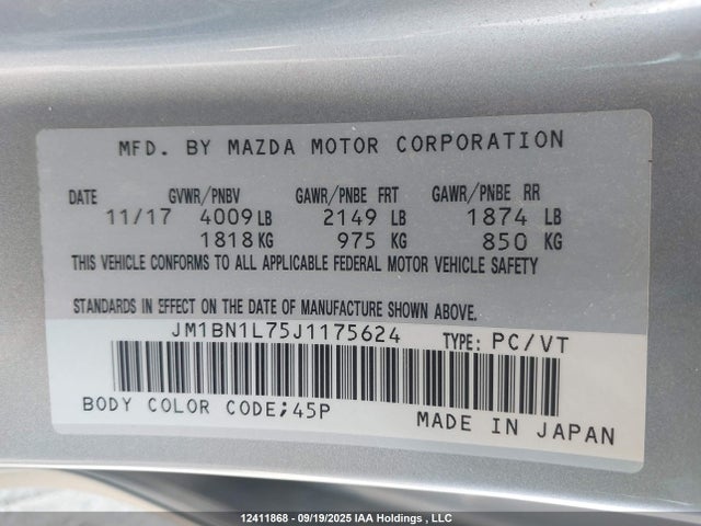 JM1BN1L75J1175624 Mazda pe