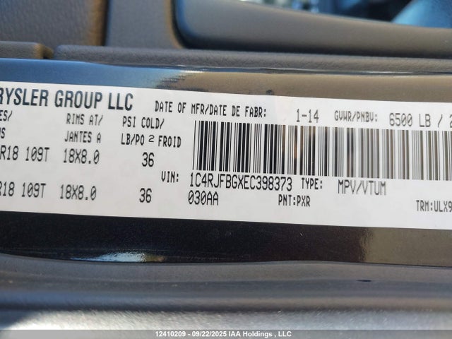 Jeep Grand Cherokee 2014 1C4RJFBGXEC398373 Image 9