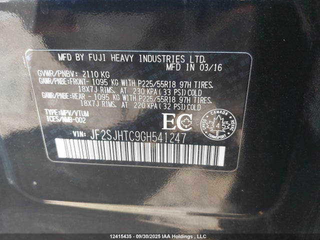 JF2SJHTC9GH541247 Subaru Turbo C0