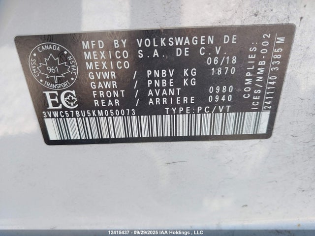 Volkswagen 1.4 tsi 2019 3VWC57BU5KM050073 Image 18