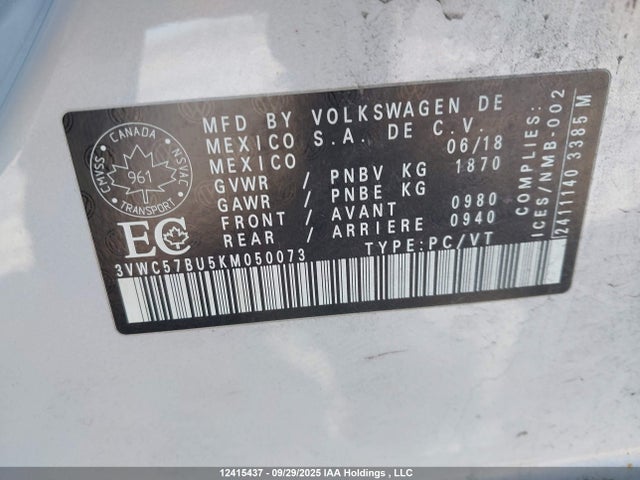 Volkswagen 1.4 tsi 2019 3VWC57BU5KM050073 Image 9