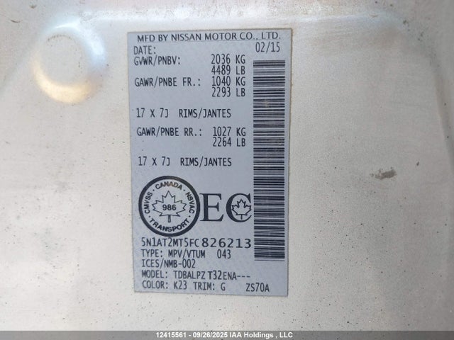 Nissan 2015 2015 5N1AT2MT5FC826213 Image 9
