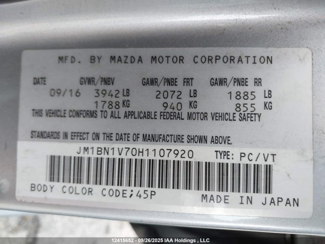 JM1BN1V70H1107920 Mazda pe