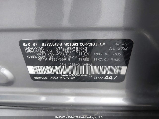 Mitsubishi mivec 2022 JA4AJVAW8NU606173 Image 19