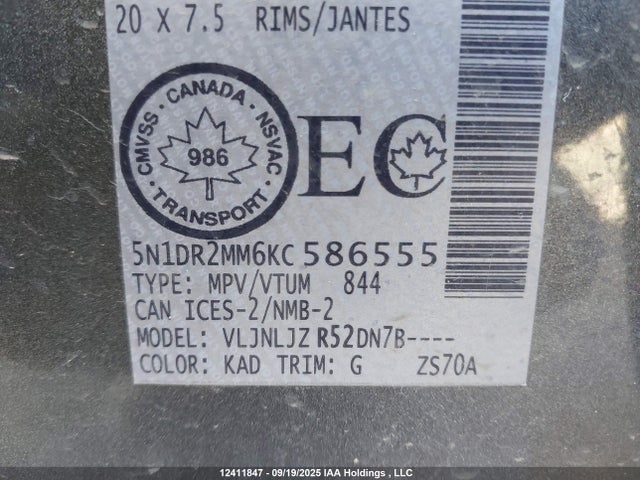 5N1DR2MM6KC586555 Nissan 2019