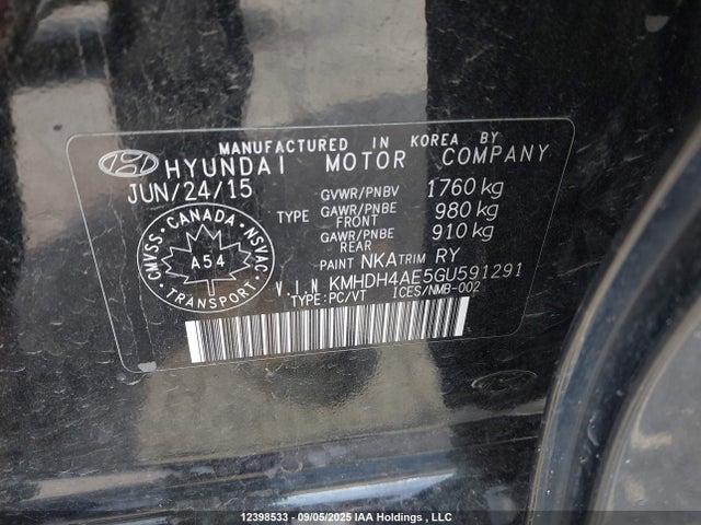 Hyundai dohc mpi nu 2016 KMHDH4AE5GU591291 Image 9