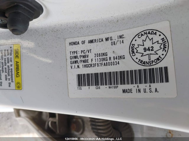 Honda j35y1 2015 1HGCR3F97FA800034 Image 9